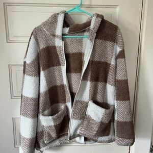 SHEIN Beige and White Sherpa Jacket